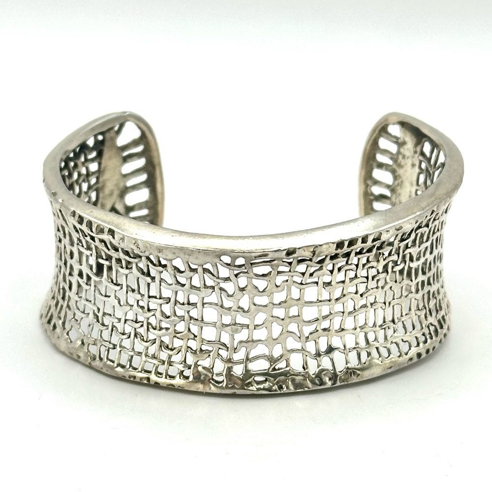 Silpada Retired B1625 Sterling Silver Woven Mesh Cuff Bracelet